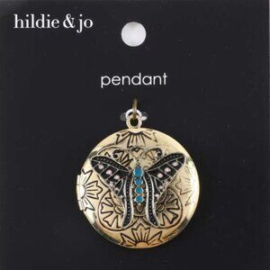 Hildie & Jo Vintage Style Gold Locket With Butterfly Pendant